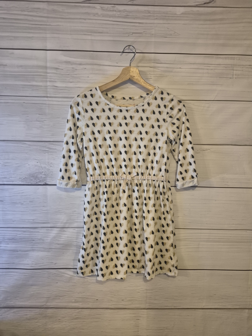 Cat & Jack Cream Tunic Dress with Black & Gold Heart Pattern